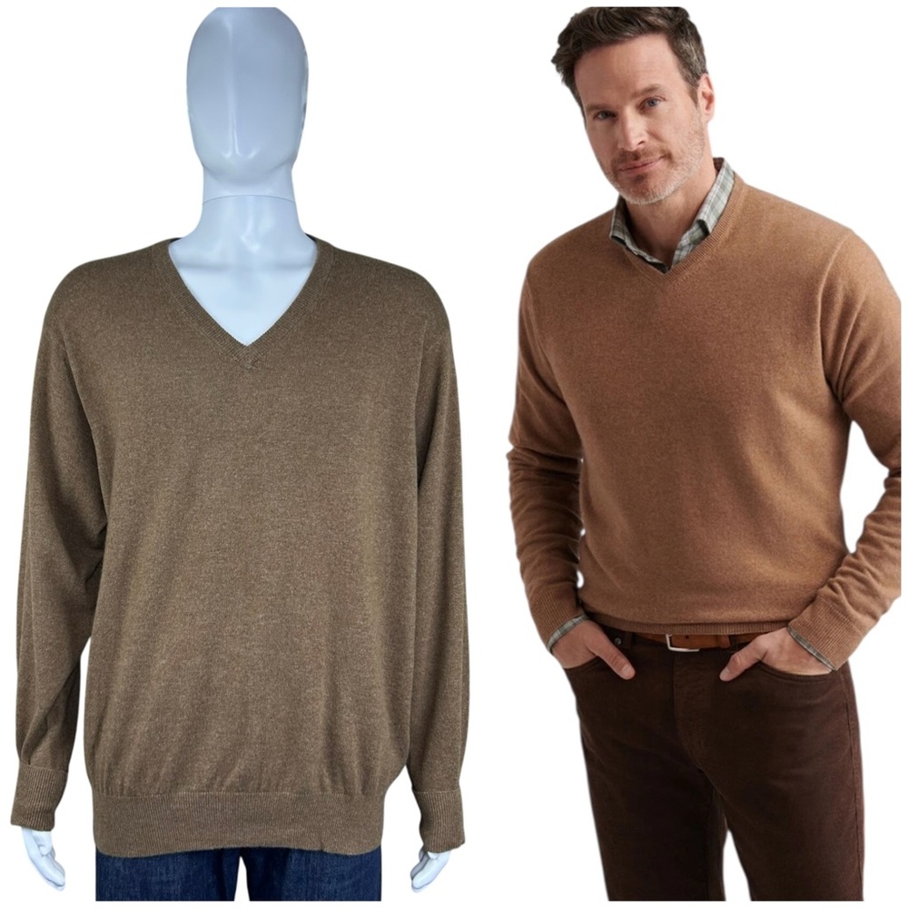 Peter Millar Crown Heritage 100% Pure Cashmere V-Neck Sweater XL Pullover Preppy